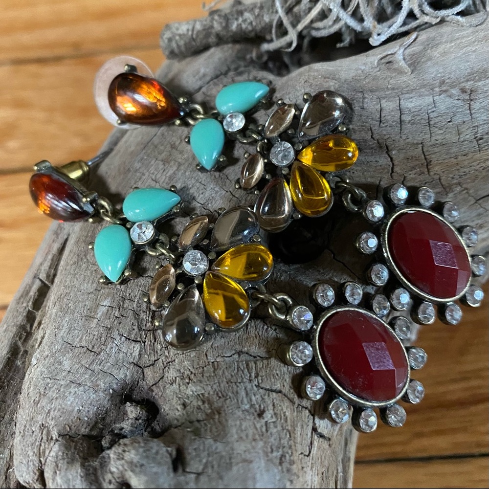 Stone Rhinestone Stud Fashion Earrings, Art Deco
